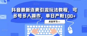 抖音最新的连麦直播引流方法游戏玩法实例教程，可多号多人实际操作，单日产粉100 - 严选资源大全 - 严选资源大全