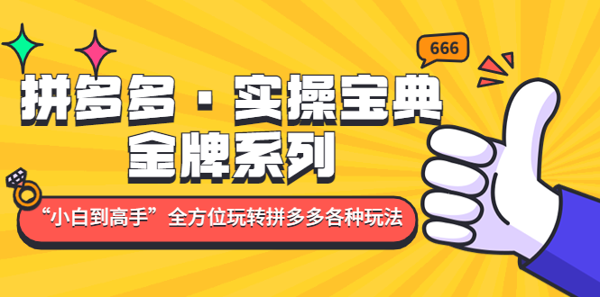 拼多多平台·实际操作秘诀:王牌系列产品“小白到大神”陪你多方位轻松玩拼多多平台各种游戏玩法-严选资源大全