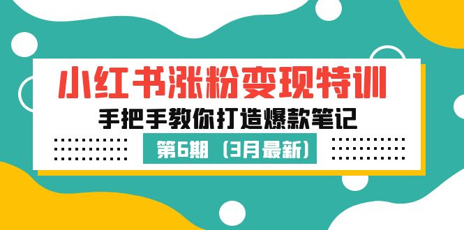 小红书增粉转现训练·第六期，教你如何推出爆款手记(3月新教)-严选资源大全