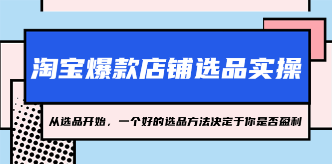 淘宝爆款店选款实际操作，2023年从选款逐渐开始，一个好的选款方式取决于你是否盈利-严选资源大全