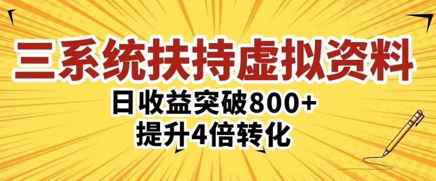 在三大系统的帮助下，新的虚拟材料项目每天增加800个利润增加了4倍的转换-严选资源大全