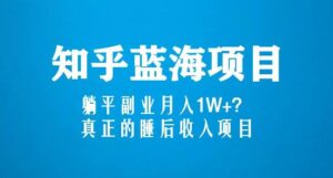 知乎蓝海玩法,躺平副业月入1W+,真正的睡后收入项目(6节视频课) - 严选资源大全 - 严选资源大全