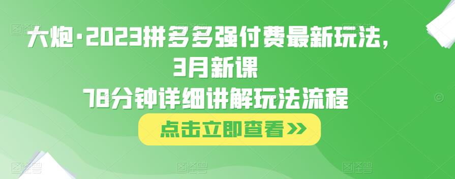 火炮·2023拼多多平台强付全新游戏玩法，3月新教78分钟详细讲解游戏玩法步骤-严选资源大全