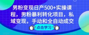 粉丝们转向日产500实际操作课程内容，粉丝爆利转换新项目，私域实现，手动和自动交易量 - 严选资源大全 - 严选资源大全