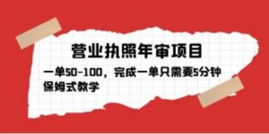 营业执照年审新项目，一单50-100，完成一单支必须5分钟，跟踪服务课堂教学 - 严选资源大全 - 严选资源大全
