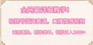 全网最详细教学,视频号蓝海赛道,口播情感视频,无需露脸,制作简单,轻松实现日入1000+ - 严选资源大全 - 严选资源大全