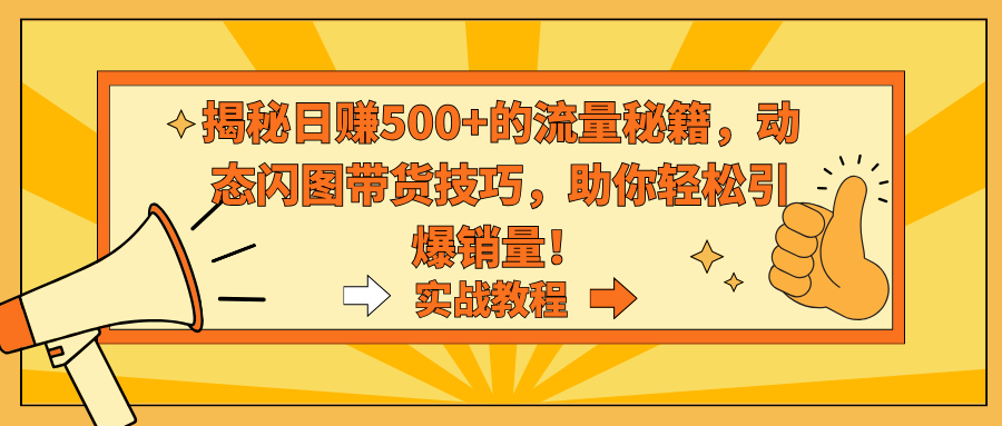 揭秘日赚500+的流量秘籍，动态闪图带货技巧，助你轻松引爆销量！ - 严选资源大全 - 严选资源大全