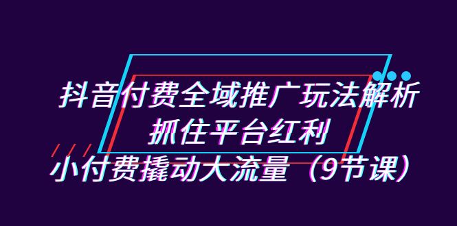 抖音付费全域推广玩法解析：抓住平台红利，小付费撬动大流量（9节课） - 严选资源大全 - 严选资源大全