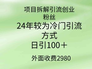 (9489期)项目拆解引流创业粉丝,24年较冷门引流方式,轻松日引100+ - 严选资源大全 - 严选资源大全