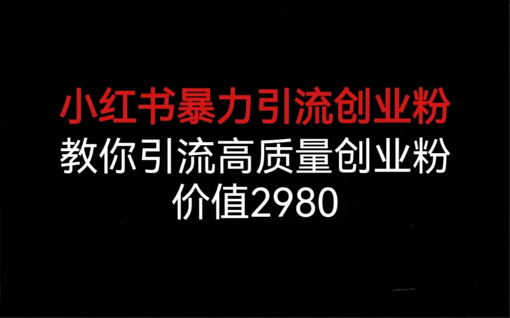 小红书暴力引流创业粉，教你引流高质量创业粉，价值2980 - 严选资源大全 - 严选资源大全