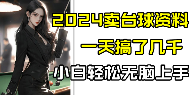 2024卖台球资料，一天搞了几千，小白轻松无脑上手 - 严选资源大全 - 严选资源大全
