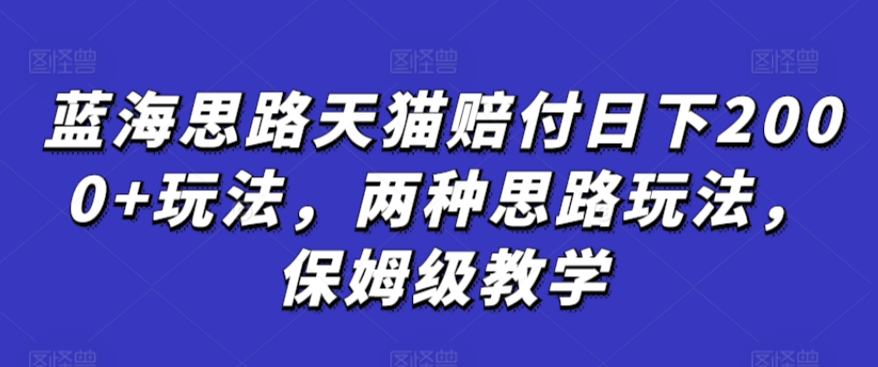 蓝海思路天猫赔付日下2000+玩法，两种思路玩法，保姆级教学【仅揭秘】 - 严选资源大全 - 严选资源大全