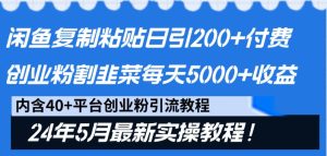闲鱼复制粘贴日引200+付费创业粉,24年5月最新方法!割韭菜日稳定5000+收益 - 严选资源大全 - 严选资源大全