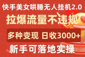 快手美女哄睡无人挂机2.0.拉爆流量不违规,多种变现途径,日收3000+,新手可落地实操 - 严选资源大全 - 严选资源大全