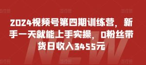 2024视频号第四期训练营,新手一天就能上手实操,0粉丝带货日收入3455元 - 严选资源大全 - 严选资源大全
