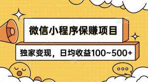 （9900期）微信小程序保赚项目，独家变现，日均收益100~500+ - 严选资源大全 - 严选资源大全