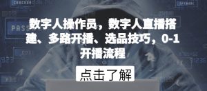 数字人操作员,数字人直播搭建、多路开播、选品技巧,0-1开播流程 - 严选资源大全 - 严选资源大全
