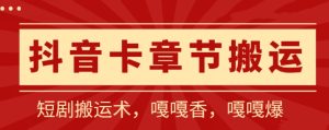 抖音卡章节搬运：短剧搬运术，百分百过抖，一比一搬运，只能安卓 - 严选资源大全 - 严选资源大全