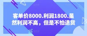 客单价8000.利润1800.虽然利润不高，但是不怕退货【付费文章】 - 严选资源大全 - 严选资源大全