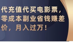 代充值代买电影票,零成本副业省钱赚差价,月入过万【揭秘】 - 严选资源大全 - 严选资源大全