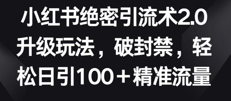小红书绝密引流术2.0升级玩法，破封禁，轻松日引100+精准流量 - 严选资源大全 - 严选资源大全