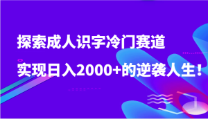 探索成人识字冷门赛道,实现日入2000+的逆袭人生! - 严选资源大全 - 严选资源大全