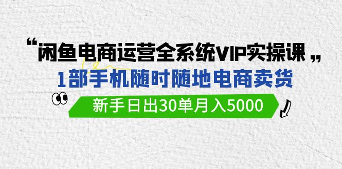 闲鱼电商运营全系统VIP实战课，1部手机随时随地卖货，新手日出30单月入5000 - 严选资源大全 - 严选资源大全
