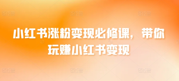 小红书涨粉变现必修课，带你玩赚小红书变现 - 严选资源大全 - 严选资源大全
