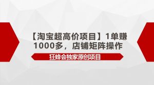 【淘宝超高价项目】1单赚1000多,店铺矩阵操作 - 严选资源大全 - 严选资源大全