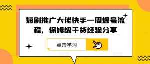 短剧推广大佬快手一周爆号流程,保姆级干货经验分享 - 严选资源大全 - 严选资源大全