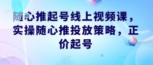随心推起号线上视频课,实操随心推投放策略,正价起号 - 严选资源大全 - 严选资源大全