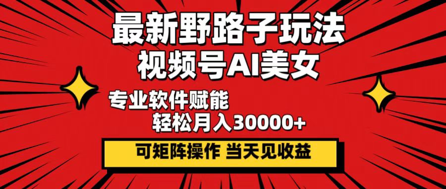 （12798期）最新野路子玩法，视频号AI美女，当天见收益，轻松月入30000＋ - 严选资源大全 - 严选资源大全