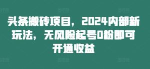 头条搬砖项目,2024内部新玩法,无风险起号0粉即可开通收益 - 严选资源大全 - 严选资源大全