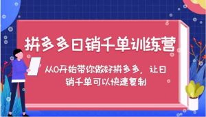 拼多多日销千单训练营,从0开始带你做好拼多多,让日销千单可以快速复制 - 严选资源大全 - 严选资源大全