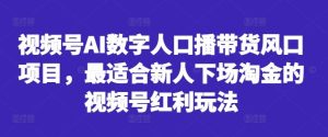 视频号AI数字人口播带货风口项目,最适合新人下场淘金的视频号红利玩法 - 严选资源大全 - 严选资源大全