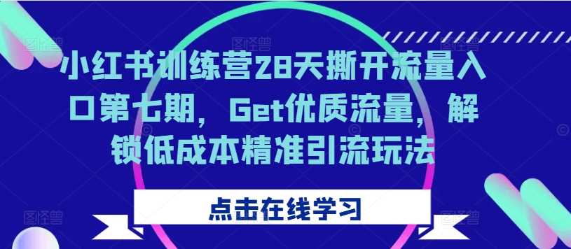 小红书训练营28天撕开流量入口第七期，Get优质流量，解锁低成本精准引流玩法 - 严选资源大全 - 严选资源大全