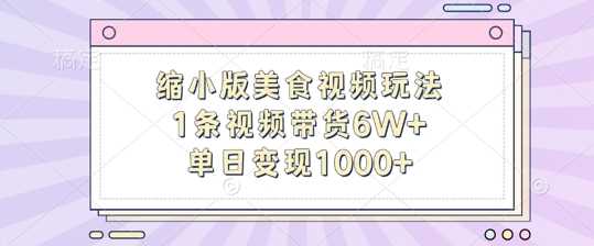 缩小版美食视频玩法，1条视频带货6W+，单日变现1k - 严选资源大全 - 严选资源大全