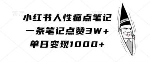 小红书人性痛点笔记,一条笔记点赞3W+,单日变现1k - 严选资源大全 - 严选资源大全