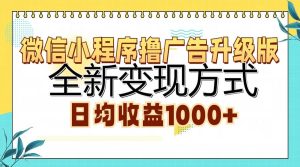 (13138期)微信小程序撸广告升级版,全新变现方式,日均收益1000+ - 严选资源大全 - 严选资源大全