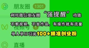 利用微信朋友圈“强提醒”功能,引流精准创业粉,不剪视频、不发作品,单人单日引流100+创业粉 - 严选资源大全 - 严选资源大全
