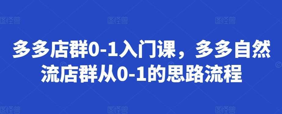 多多店群0-1入门课，多多自然流店群从0-1的思路流程 - 严选资源大全 - 严选资源大全
