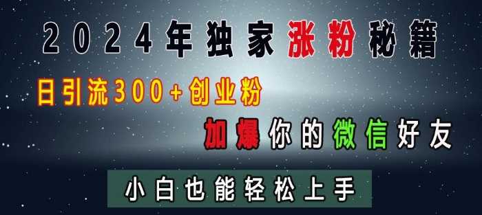 2024年独家涨粉秘籍，日引流300+创业粉，加爆你的微信好友，小白也能轻松上手 - 严选资源大全 - 严选资源大全