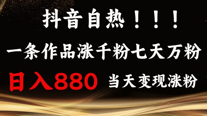 抖音小红书自热,一条作品1000粉,7天万粉,单日变现880收益 - 严选资源大全 - 严选资源大全