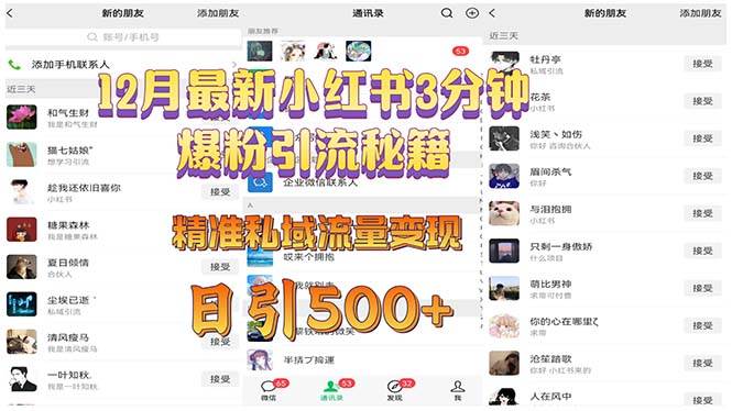 （13653期）12月最新小红书3分钟爆粉引流秘籍 精准私域流量变现 日引500+ - 严选资源大全 - 严选资源大全