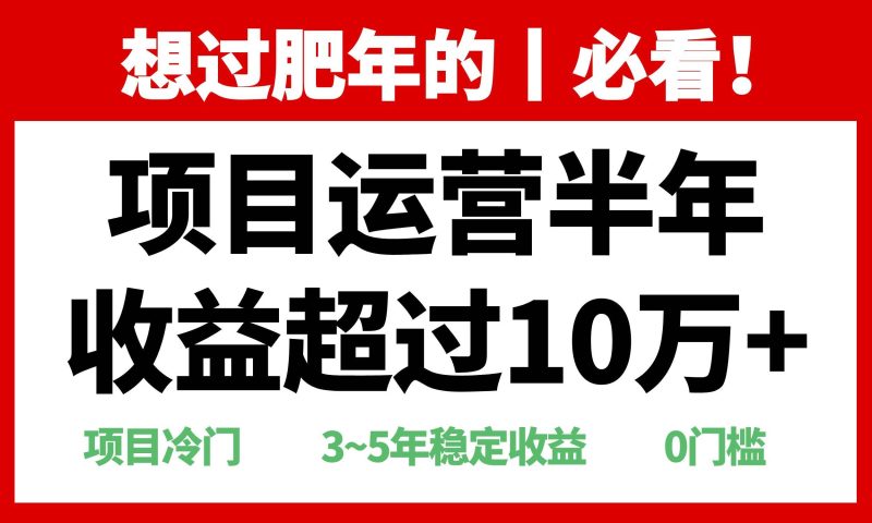 (13663期)年前过肥年的必看的超冷门项目,半年收益超过10万+, - 严选资源大全 - 严选资源大全