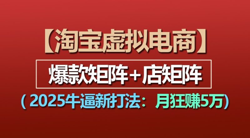 【淘宝虚拟项目】2025牛逼新打法:爆款矩阵+店矩阵,月狂赚5万 - 严选资源大全 - 严选资源大全