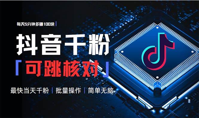 （13704期）抖音跳核对涨千粉，每天5分钟多赚100元，可批量操作，简单无脑有手就行 - 严选资源大全 - 严选资源大全