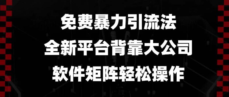 （13745期）免费暴力引流法，全新平台，背靠大公司，软件矩阵轻松操作 - 严选资源大全 - 严选资源大全
