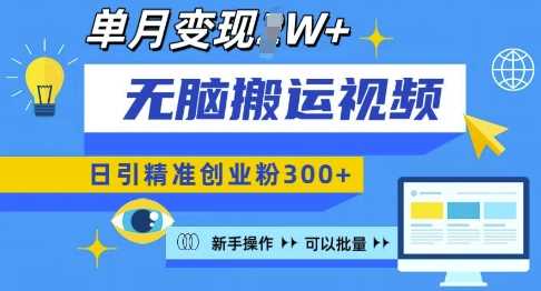 无脑搬运视频号可批量复制，新手即可操作，日引精准创业粉300+，月变现过W 【揭秘】 - 严选资源大全 - 严选资源大全