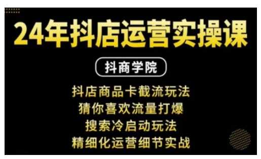 抖音小店运营实操课：抖店商品卡截流玩法，猜你喜欢流量打爆，搜索冷启动玩法，精细化运营细节实战 - 严选资源大全 - 严选资源大全